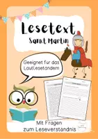 Vorschau - Arbeitsblätter - Lesetext/Lesetandem "St. Martin" mit Fragen (Klasse 2,3,4) - Deckblatt