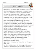 Vorschau - Arbeitsblätter - Lesetext/Lesetandem "St. Martin" mit Fragen (Klasse 2,3,4) - Seite 1