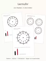 Vorschau - Mal- und Bastelvorlagen - Lernuhr zum Basteln Klasse 1 und 2 - Deckblatt