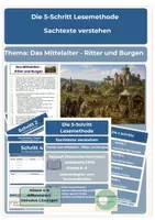 Vorschau - Unterrichtsreihen - 5-Schritt-Lesemethode Mittelalter Rittern und Burgen differenziert Klasse 4-6 Sachtext - Deckblatt