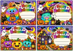 Vorschau - Mal- und Bastelvorlagen - Happy Halloween Karten und Mandala - Deckblatt