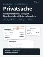 Vorschau - Stationenlernen - Escape Room Privatkonto Eigenkapital BwR 9 Rechnungswesen - Deckblatt