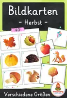 Vorschau - Spiele - Herbst – Bildkarten | Wortschatz Herbst | 40 Karten mit Artikelpunkten in zwei Größen | Kita Grundschule - Deckblatt