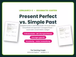 Vorschau - Aufgabenkarten - Present Perfect vs. Simple Past – Karten - Deckblatt