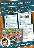 Vorschau - Mal- und Bastelvorlagen - Wettkampf und Nervosität – mit Druck umgehen – Lesespurgeschichte mit Rätselaufgaben (Klasse 9) - Deckblatt