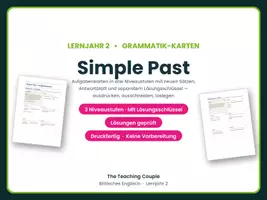 Vorschau - Aufgabenkarten - Simple Past – Aufgabenkarten mit Lösungen - Deckblatt
