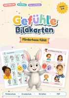 Vorschau - Fördermaterial/Inklusion - Gefühle Bildkarten kostenlos | 16 Gefühle mit Hase und Kindern | Wortkarten mit Silben, Würfel, Gefühle-Uhr | Förderschule und Grundschule - Deckblatt