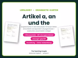 Vorschau - Aufgabenkarten - Artikel a, an und the – Aufgabenkarten - Deckblatt