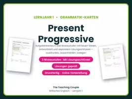 Vorschau - Aufgabenkarten - Present Progressive – Aufgabenkarten - Deckblatt
