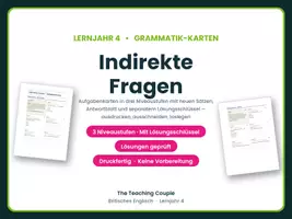 Vorschau - Aufgabenkarten - Indirekte Fragen – Aufgabenkarten Englisch - Deckblatt