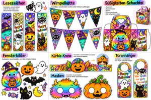Vorschau - Mal- und Bastelvorlagen - 7 Halloween-Materialien zum selbst Gestalten und Basteln - Seite 2