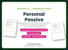 Vorschau - Aufgabenkarten - Personal Passive – Aufgabenkarten Englisch - Deckblatt