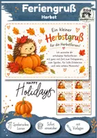 Vorschau - Bildkarten - Feriengruß Herbstferien | Herbst Grundschule, Klasse 1, Klasse 2, Klasse 3, Klasse 4 - Deckblatt