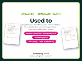 Vorschau - Aufgabenkarten - Used to – Aufgabenkarten mit Lösungen - Deckblatt