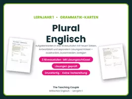 Vorschau - Aufgabenkarten - Plural Englisch – Aufgabenkarten Englisch - Deckblatt