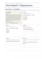 Vorschau - Aufgabenkarten - Plural Englisch – Aufgabenkarten Englisch - Seite 1