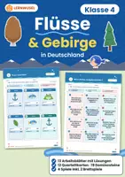 Vorschau - Spiele - Flüsse und Gebirge Deutschland Klasse 4 | Domino Quartett & Brettspiel | mit Lösungen - Deckblatt