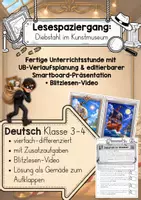 Vorschau - Stundenentwürfe - 🖼️ Diebstahl im Kunstmuseum 🔎 Lesespaziergang | 4-fach differenziert | Schlüsselwörter | komplette Unterrichtsstunde 3/4 mit Verlaufsplanung für Unterrichtsbesuch - Deckblatt
