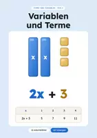 Vorschau - Arbeitsblätter - Variablen und Terme - Deckblatt