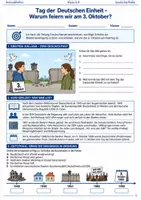 Vorschau - Arbeitsblätter - Tag der Deutschen Einheit: Warum feiern wir am 3. Oktober? – Arbeitsblatt mit Zeitstrahl, Bildstationen & Lösungen für Klasse 5–8 - Deckblatt