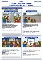 Vorschau - Arbeitsblätter - Tag der Deutschen Einheit: Warum feiern wir am 3. Oktober? – Arbeitsblatt mit Zeitstrahl, Bildstationen & Lösungen für Klasse 5–8 - Seite 1