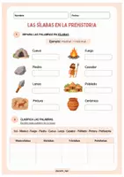 Vista previa - Hojas de trabajo - Sílabas en la prehistoria CAST-CAT - @profe_ept - Portada