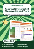 Vorschau - Arbeitsblätter - Regenwald Sachunterricht Klasse 3 und 4 | Forscherheft Stockwerke & Tiere | mit Lösungen - Deckblatt