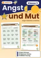 Vorschau - Spiele - Angst und Mut Klasse 3 | Ethik Drehprisma Minibuch & Memory | mit Lösungen - Deckblatt