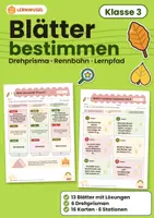 Vorschau - Spiele - Herbst Blätter bestimmen Klasse 3 | Drehprisma Lernpfad & Rennbahn-Spiel | mit Lösungen - Deckblatt