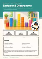 Vorschau - Arbeitsblätter - Exit-Tickets Daten und Diagramme Mathe Klasse 5 | 16 Tickets in 3 Niveaus mit Lösungen | Auswertung und Förderkarten | Mathe-Start 5 Heft 3 - Seite 1