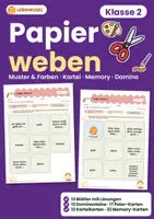 Vorschau - Spiele - Papier weben Klasse 2 | Kunst Muster Kartei & Domino | mit Lösungen - Deckblatt