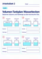 Vorschau - Arbeitsblätter - Volumen-Tankplan: Wasserbecken Klasse 6 Gymnasium | Mathematik Sekundarstufe I | 10 Arbeitsblätter mit Lösungen als PDF - Seite 2