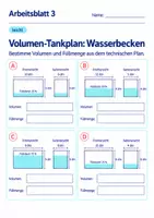 Vorschau - Arbeitsblätter - Volumen-Tankplan: Wasserbecken Klasse 6 Gymnasium | Mathematik Sekundarstufe I | 10 Arbeitsblätter mit Lösungen als PDF - Seite 3