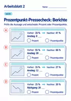 Vorschau - Arbeitsblätter - Prozentpunkt-Pressecheck: Berichte Klasse 6 Gymnasium | Mathematik Sekundarstufe I | 10 Arbeitsblätter mit Lösungen als PDF - Seite 2