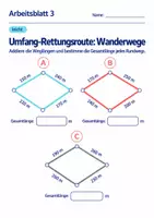 Vorschau - Arbeitsblätter - Umfang-Rettungsroute: Wanderwege Klasse 6 Gymnasium | Mathematik Sekundarstufe I | 10 Arbeitsblätter mit Lösungen als PDF - Seite 3