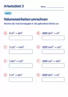 Vorschau - Arbeitsblätter - Volumeneinheiten umrechnen Klasse 6 Gymnasium | Mathematik Sekundarstufe I | 10 Arbeitsblätter mit Lösungen als PDF - Seite 3