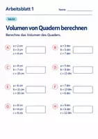 Vorschau - Arbeitsblätter - Volumen von Quadern berechnen Klasse 6 Gymnasium | Mathematik Sekundarstufe I | 10 Arbeitsblätter mit Lösungen als PDF - Seite 1
