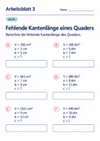 Vorschau - Arbeitsblätter - Fehlende Kantenlänge eines Quaders Klasse 6 Gymnasium | Mathematik Sekundarstufe I | 10 Arbeitsblätter mit Lösungen als PDF - Seite 3