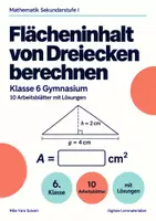 Vorschau - Arbeitsblätter - Flächeninhalt von Dreiecken berechnen Klasse 6 Gymnasium | Mathematik Sekundarstufe I | 10 Arbeitsblätter mit Lösungen als PDF - Deckblatt