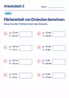 Vorschau - Arbeitsblätter - Flächeninhalt von Dreiecken berechnen Klasse 6 Gymnasium | Mathematik Sekundarstufe I | 10 Arbeitsblätter mit Lösungen als PDF - Seite 2