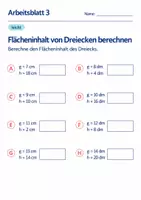 Vorschau - Arbeitsblätter - Flächeninhalt von Dreiecken berechnen Klasse 6 Gymnasium | Mathematik Sekundarstufe I | 10 Arbeitsblätter mit Lösungen als PDF - Seite 3