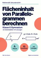 Vorschau - Arbeitsblätter - Flächeninhalt von Parallelogrammen berechnen Klasse 6 Gymnasium | Mathematik Sekundarstufe I | 10 Arbeitsblätter mit Lösungen als PDF - Deckblatt