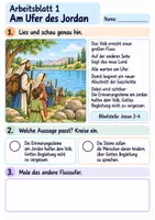 Vorschau - Arbeitsblätter - Josua erinnert am Jordan | Religion Klasse 2 Arbeitsblätter | Evangelische Religionslehre | 10 Arbeitsblätter als PDF - Seite 1