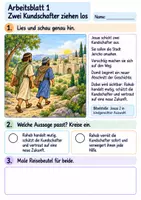 Vorschau - Arbeitsblätter - Rahab hilft den Kundschaftern | Religion Klasse 2 Arbeitsblätter | Evangelische Religionslehre | 10 Arbeitsblätter als PDF - Seite 1