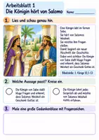 Vorschau - Arbeitsblätter - Die Königin von Saba besucht Salomo | Religion Klasse 2 Arbeitsblätter | Evangelische Religionslehre | 10 Arbeitsblätter als PDF - Seite 1