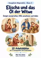 Vorschau - Arbeitsblätter - Elischa und das Öl der Witwe | Religion Klasse 2 Arbeitsblätter | Evangelische Religionslehre | 10 Arbeitsblätter als PDF - Deckblatt