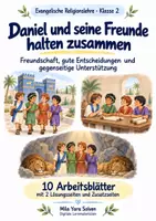 Vorschau - Arbeitsblätter - Daniel und seine Freunde halten zusammen | Religion Klasse 2 Arbeitsblätter | Evangelische Religionslehre | 10 Arbeitsblätter als PDF - Deckblatt