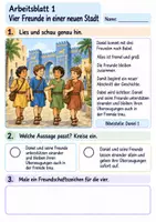 Vorschau - Arbeitsblätter - Daniel und seine Freunde halten zusammen | Religion Klasse 2 Arbeitsblätter | Evangelische Religionslehre | 10 Arbeitsblätter als PDF - Seite 1