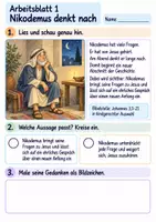 Vorschau - Arbeitsblätter - Jesus begegnet Nikodemus | Religion Klasse 2 Arbeitsblätter | Evangelische Religionslehre | 10 Arbeitsblätter als PDF - Seite 1