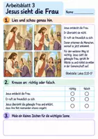 Vorschau - Arbeitsblätter - Jesus richtet eine Frau auf | Religion Klasse 2 Arbeitsblätter | Evangelische Religionslehre | 10 Arbeitsblätter als PDF - Seite 3